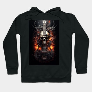 Guitar Skull on fire Hoodie